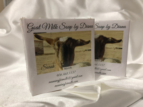 Myrrh with olive oil. Goat Milk Soap 4.8 oz bar