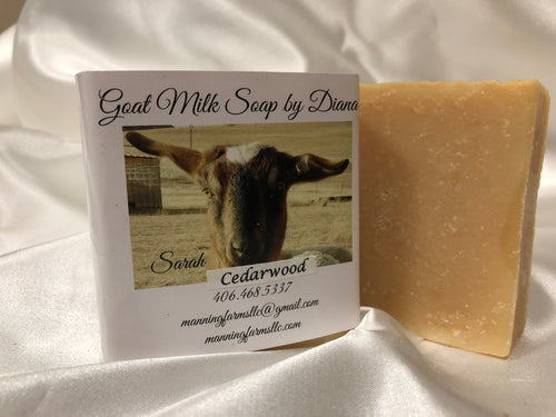 Cedarwood: Goat Milk Soap. 3.8 to 4.6 oz bar